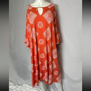 VINTAGE RUBY RD WOMAN SIZE 3X ORANGE & WHITE MAXI DRESS